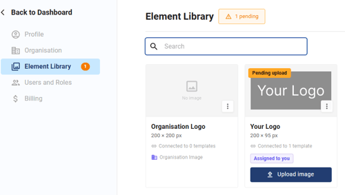 upload authorised issuers image in the element library